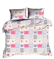 Pościel kora lux 160x200 + 2x50x60 zamek K 300-2 Patchwork z sercem róż