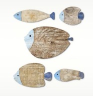 Dekoracja ścienna ryby rybki 5 sztuk w stylu nadmorskim shabby chic