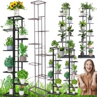 KWIETNIK METALOWY 8-POZIOMOWY STOJAK NA DONICZKI 141 CM CZARNY/GRAFITOWY