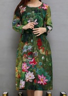 sukienka plus size boho ogród monet'a lilie zielon