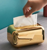 ETUI POJEMNIK NA CHUSTECZKI złoty chrom glamour