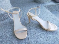 FAITH nr 40/7UK beżowe lakierowane sexy sandały na szpilce nowe