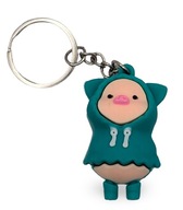 brelok świnka w kurtce turkusowa do kluczy plecaka ozdoba prezent upominek