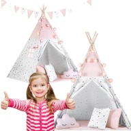 TIPI NUKIDO NAMIOT DLA DZIECI 165 CM BAWEŁNIANY MATA ŚWIATEŁKA GIRLANDA