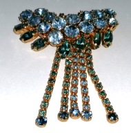 PRL stara BROSZKA JABLONEX Jablonec lata 70 zieleń szmaragdu błękit topazu