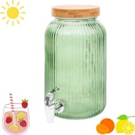 DZBANEK ZIELONY ZE SZKŁA Z KRANIKIEM – 3L / LATO / OGRÓD / WODA KARAFKA