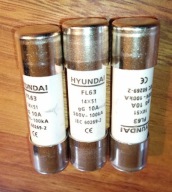 3 wkładka bezpiecznikowa bezpiecznik cylindryczny gG 14x51 Hyundai 10A FL63