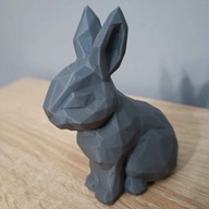 Krolik figurka low poly druk 3d szary