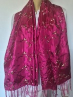 hand made szal apaszka hafty jedwab fredzle153x65