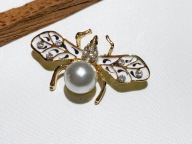 Piękna emaliowana broszka kryształki Owad Mucha