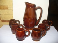 Dzbanek + 6 kubeczków – ceramika - PRL