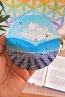 Mini obraz na płótnie malowany olejem Lawenda Góry mini tiny painting