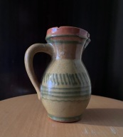 Dzbanek ze szkliwionej ceramiki, wyk. ręcznie, lata 60, PRL