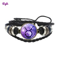 Skórzana bransoletka - Byk - regulowana, ozdobne dodatki - 20mm