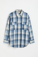 H & M koszula błękitna oversize boyfriend kratka flanelowa kraciasta krata