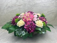 Stroik na cmentarz kwiaty sztuczne kompozycja kwiatowa Elegancja Kontrastu