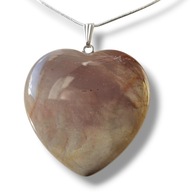 JS11 Cudowny wisiorek/zawieszka kamienie JASPIS serce + łańcuszek