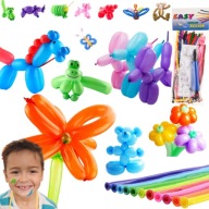 ZESTAW 50 SZT. DŁUGIE BALONY DO SKRĘCANIA MODELOWANIA Z POMPKĄ 110CM HEL