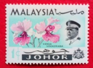 MALEZJA JOHOR 1965 storczyki czyste**