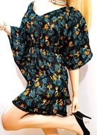 czarna szyfonowa w kwiaty transparentna z koronką gothic XXL/3XL