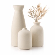 WAZONY CERAMICZNE NOWOCZESNE ZESTAW 3 SZT BEŻOWE DEKORACYJNE BOHO