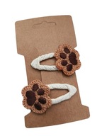 Spineczki mini spinki do włosów pyk boho łapki kotek piesek khaki beż