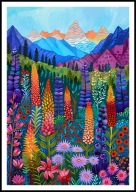 KOLOROWY PLAKAT OBRAZ A2 KOLOROWE GÓRY GÓRSKI KRAJOBRAZ POLNE KWIATY WRZOSY