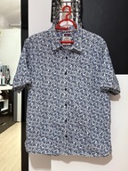 Z Koszula FatFace bawełna kieszeń futurystyczny mix białoniebieska duża XXL