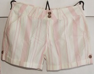 Spodnie damskie letnie bawełniane szorty z mankietami różowe paski 38