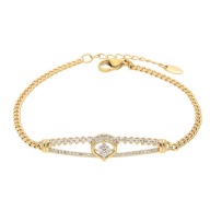 54287 BRANSOLETKA 18K POZŁACANA 18,5+3 CM elegancka z cyrkoniami