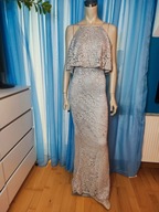 Missguided 42 Nowa szara długa sukienka z koronką elegancka seksowna (12)