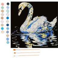 Malowanie po Numerach DUŻY OBRAZ Metaliczne Farby ŁABĘDŹ