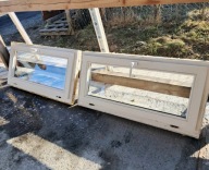 OKNA Drewniane Sosnowe 119x60cm 2 sztuki poziome białe/brązowe okno