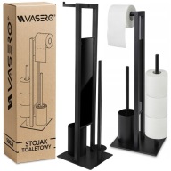 Stojak VASERO metalowy uchwyt na papier toaletowy + pojemnik na szczotkę WC