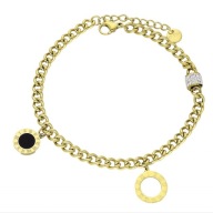 60572 Bransoletka złota stal chirurgiczna motyw zegara