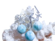 LARIMAR dominikański KOMPLET - srebro 925 proba