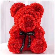 MIŚ Z RÓŻ PREZENT NA WALENTYNKI DZIEŃ BABCI ROSE BEAR LED WIECZNA RÓŻA