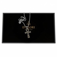 Naszyjnik Męski Krzyż Ankh Czarny Złoty Stalowy Łańcuch Egipt