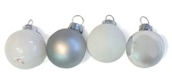 Bombki SREBRNE BIAŁE MAT + POŁYSK SZKLANE na choinkę do stroika 3 cm 4 szt.