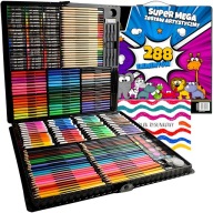 ARTYSTYCZNY ZESTAW DO MALOWANIA I RYSOWANIA KREDKI FARBY FLAMASTRY 288 EL.