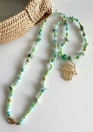 Naszyjnik handmade Hamsa Oko Proroka Kamienie