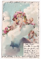 Anioły Aniołki dzieci Róże 1902r. Litografia