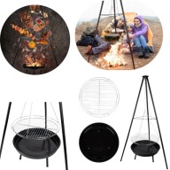 PALENISKO TRÓJNÓG GRILL RUSZT OGNISKOWY OGRODOWY WISZĄCY DUŻY 50CM OGNISKO