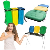 STOJAK METALOWY DO SEGREGACJI ŚMIECI NA 3 WORKI POJEMNIK KOSZ NA ODPADY