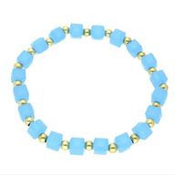 62495 Bransoletka złota stal chirurgiczna koraliki kostki 6 mm