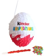 Piniata Jajko Niespodzianka/Kinder Surprise. Zestaw z kijem i konfetti.