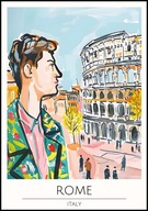 A2 KOLOROWY PLAKAT MIASTO RZYM ROME WŁOCHY ITALY KOLOSEUM AKWARELA