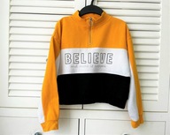 H&M bluza krótka kolor Believe napis 146/152
