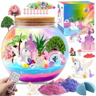 Kreatywny zestaw DIY Jednorożec magiczne terrarium podświetlenie LED +pilot