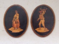 Intarsjowane elementy starego mebla.